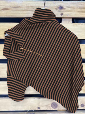 KAJARU Striped, Self Design Men Polo Neck Brown T-Shirt