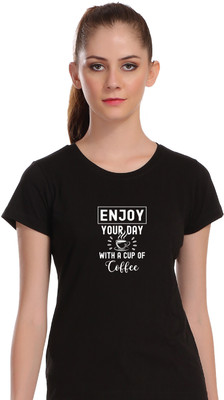 APEX Typography Women Round Neck Black T-Shirt