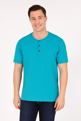 CELSIUS Solid Men Round Neck Blue T-Shirt