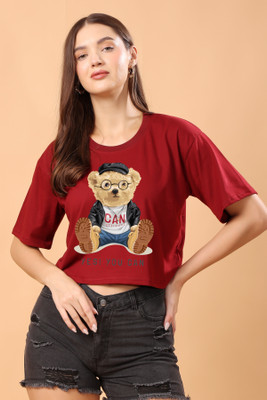 CORSICA Graphic Print Women Round Neck Maroon T-Shirt