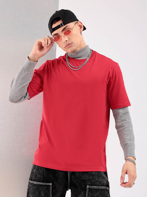 The Indian Garage Co. Solid Men Round Neck Red T-Shirt