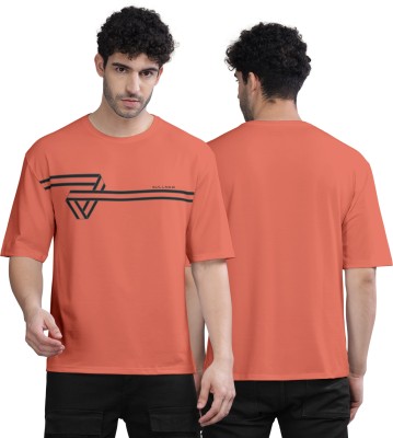 Bullmer Striped Men Round Neck Orange T-Shirt