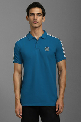 Louis Philippe Sport Solid Men Polo Neck Dark Blue T-Shirt