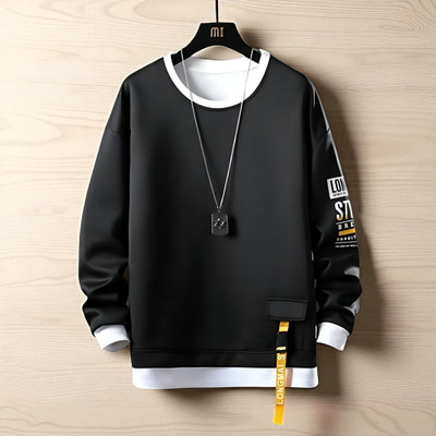 FASHIUM Printed Men Round Neck Black T-Shirt