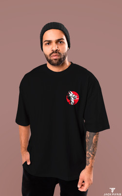 JP Creation Printed Men Round Neck Black T-Shirt