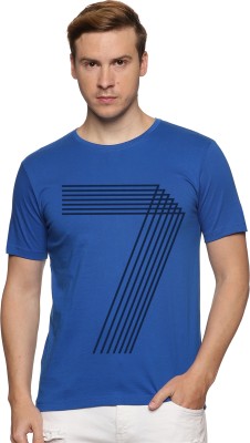 ADRO Striped Men Round Neck Blue T-Shirt