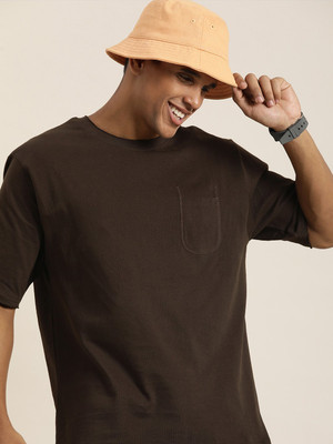 DILLINGER Self Design Men Round Neck Brown T-Shirt