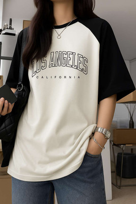 SIXTEENLINES Printed Women Round Neck Reversible White T-Shirt