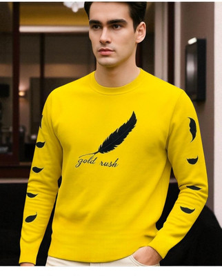 FASHIUM Printed Men Round Neck Yellow T-Shirt