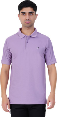Chill Factor Self Design Men Polo Neck Purple T-Shirt