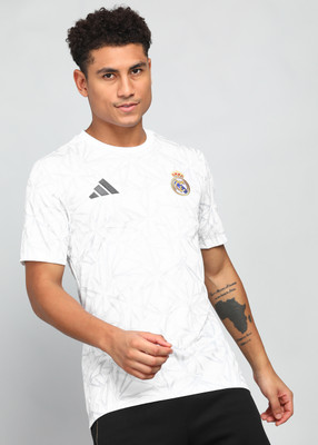 ADIDAS Printed Men Round Neck White T-Shirt