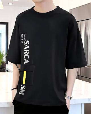 Autna Printed Men Round Neck Black T-Shirt