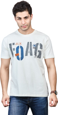 BE POSITIVE Printed Men Round Neck Beige T-Shirt