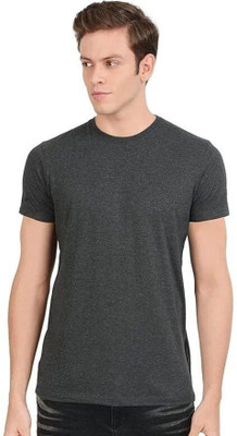 Pavis Solid Men Round Neck Grey T-Shirt