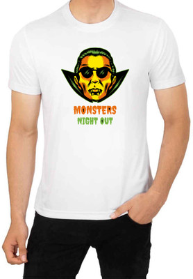 LV CARE Printed Men Round Neck White T-Shirt