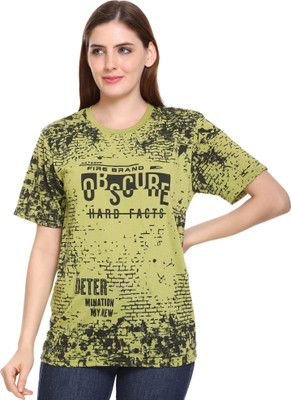 SHAUN Solid Women Round Neck Green T-Shirt