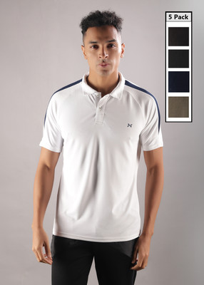 Force NXT Solid Men Polo Neck Multicolor T-Shirt