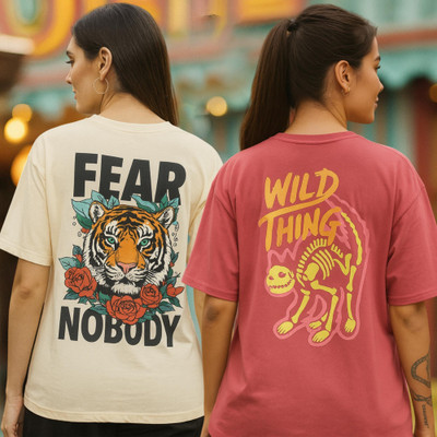 Fabflee Printed Women Round Neck Multicolor T-Shirt