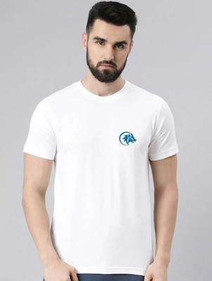 MH MOGHAHILLS Solid Men Round Neck White T-Shirt