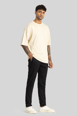 Snitch Typography Men Round Neck Beige T-Shirt