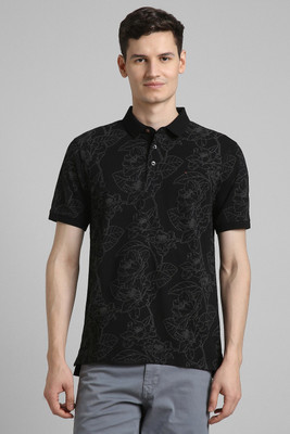 Simon Carter London Printed Men Polo Neck Black T-Shirt