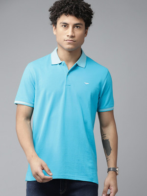 PARK AVENUE Solid Men Polo Neck Blue T-Shirt