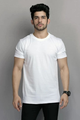FOKSCREW Self Design Men Round Neck White T-Shirt