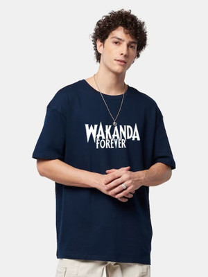 RULEDBYSUN Printed Men Round Neck Navy Blue T-Shirt