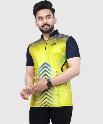 dhaari by unique creation Printed Men Mandarin Collar Yellow T-Shirt