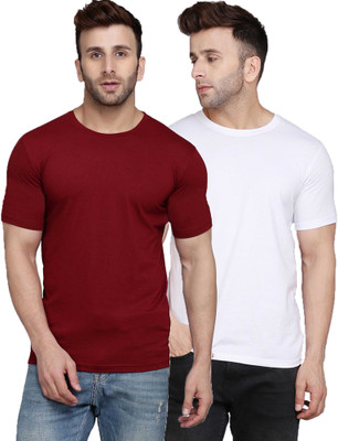 SLOWLORIS Solid Men Round Neck Multicolor T-Shirt