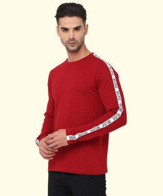 Hella Fashions Typography Men Round Neck Maroon T-Shirt