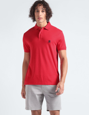 TOMMY HILFIGER Solid Men Polo Neck Red T-Shirt