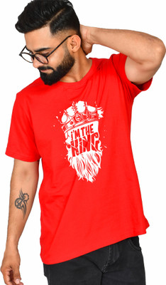 Burundi Blu Printed Men Round Neck Red T-Shirt