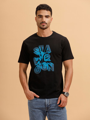 WROGN Printed Men Round Neck Black T-Shirt