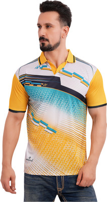 FABWAX Printed Men Polo Neck Multicolor T-Shirt