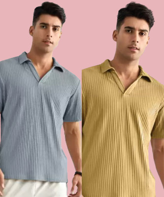 METRONAUT Solid Men Polo Neck Multicolor T-Shirt
