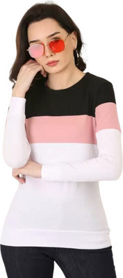 HouseOfCommon Colorblock Women Round Neck Multicolor T-Shirt