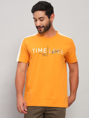 CANTABIL Printed Men Round Neck Yellow T-Shirt