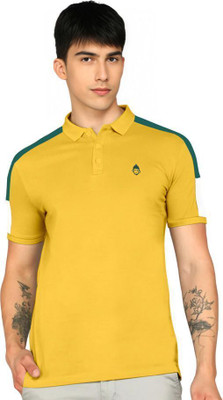 Astra Colorblock Men Polo Neck Beige T-Shirt