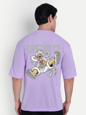 Manlino Graphic Print Men Round Neck Purple T-Shirt