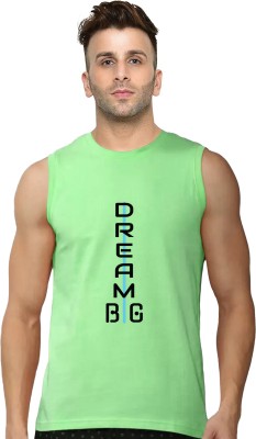 Yilden Typography Men Round Neck Light Green T-Shirt