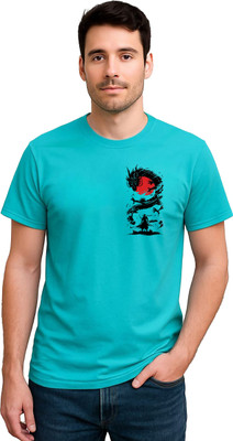 LIQQR Graphic Print Men Crew Neck Blue T-Shirt