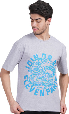 Styvibe Printed Men Round Neck Navy Blue T-Shirt