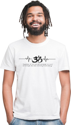 RANGBUCKET Printed Men Round Neck White T-Shirt
