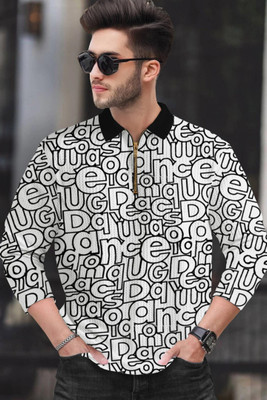 NB NICKY BOY Printed Men Polo Neck White T-Shirt