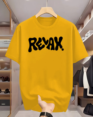 LGR FASHION Typography Men Round Neck Yellow T-Shirt