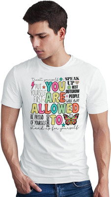 Seek Buy Love Printed Men Round Neck White T-Shirt
