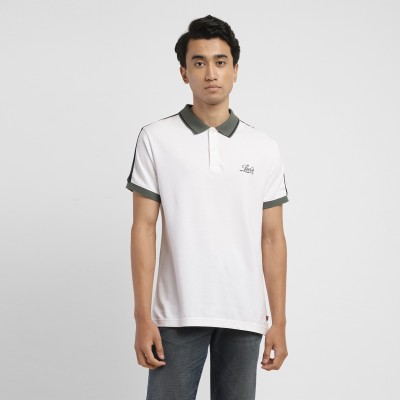 LEVI'S Solid Men Polo Neck White T-Shirt