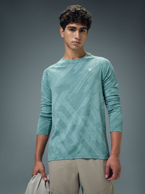 TECHNOSPORT Printed Men Round Neck Light Green T-Shirt