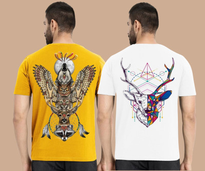 Kasendra Printed Men Round Neck Multicolor T-Shirt